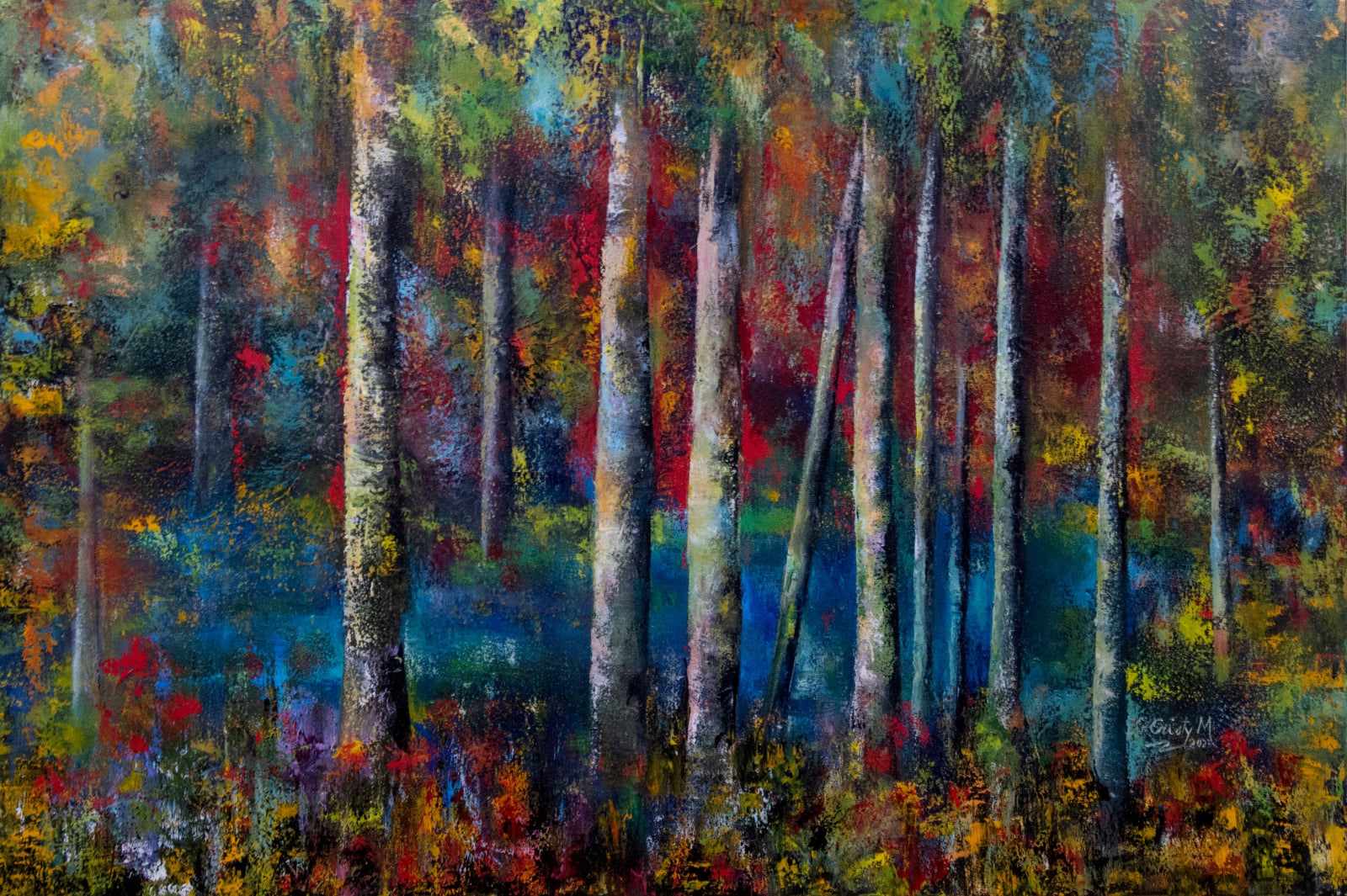 Abstract painting of trees